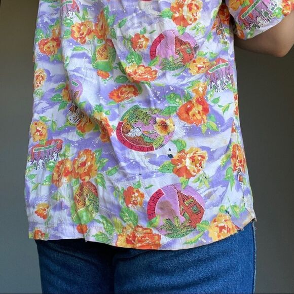 COPY - Vintage Women’s Jams World Hawaiian Floral Tropical Purple Button Up Blo… - Picture 8 of 12